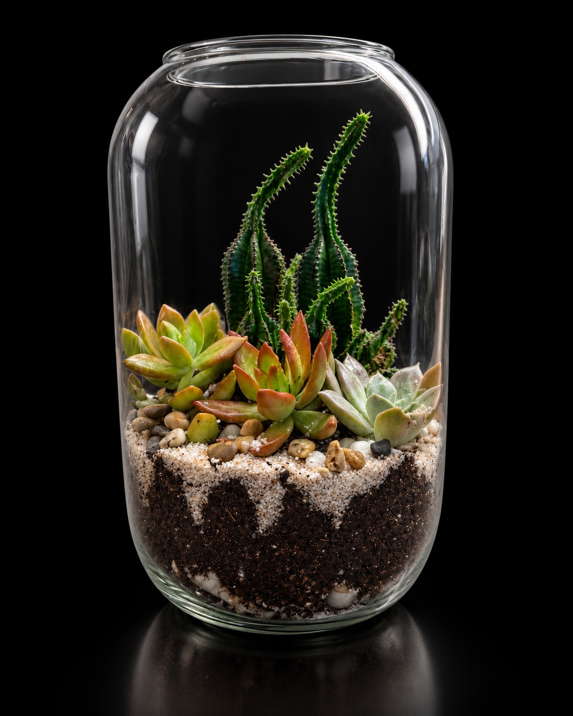 Cactus & Succulent Jar Terrarium — botanical art by April Stiles