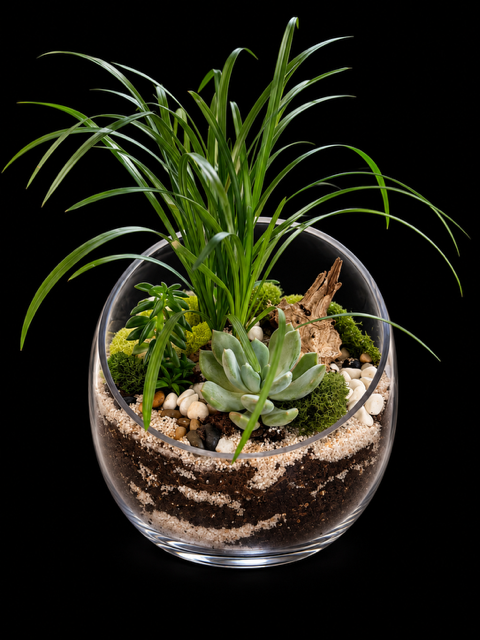 Woodland Succulent Terrarium — botanical art by April Stiles